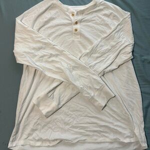 White Long Sleeve Henley Shirt